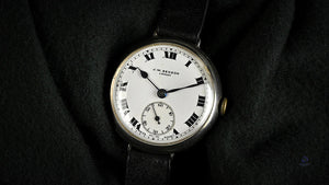 JW Benson Trench Watch Silver - c.1915 - Roman Numeral Enamel Dial - Vintage Watch Specialist