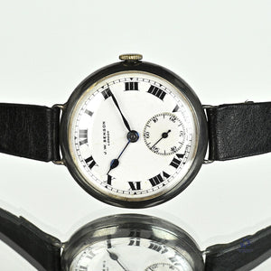 JW Benson Trench Watch Silver - c.1915 - Roman Numeral Enamel Dial - Vintage Watch Specialist