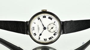 JW Benson Trench Watch Silver - c.1915 - Roman Numeral Enamel Dial - Vintage Watch Specialist