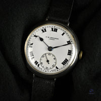JW Benson Trench Watch Silver - c.1915 - Roman Numeral Enamel Dial - Vintage Watch Specialist