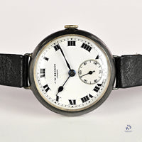 JW Benson Trench Watch Silver - c.1915 - Roman Numeral Enamel Dial - Vintage Watch Specialist