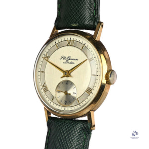 JW Benson Tropical - 9K Gold - Roman Sector Dial - c.1950s - Vintage Watch Specialist