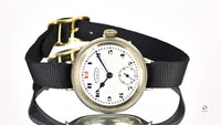 Ladysmith Swiss MadeScrew Case Trench Watch With Red 12(Needs Research) - Vintage Watch Specialist