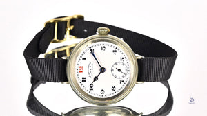 Ladysmith Swiss MadeScrew Case Trench Watch With Red 12(Needs Research) - Vintage Watch Specialist