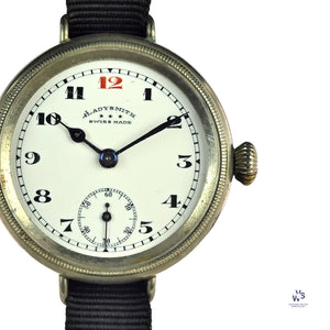 Ladysmith Swiss MadeScrew Case Trench Watch With Red 12(Needs Research) - Vintage Watch Specialist