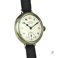 Ladysmith Swiss MadeScrew Case Trench Watch With Red 12(Needs Research) - Vintage Watch Specialist