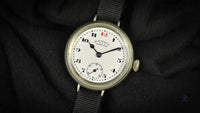 Ladysmith Swiss MadeScrew Case Trench Watch With Red 12(Needs Research) - Vintage Watch Specialist