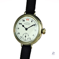 Ladysmith Swiss MadeScrew Case Trench Watch With Red 12(Needs Research) - Vintage Watch Specialist