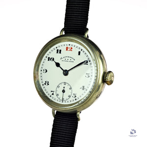 Ladysmith Swiss MadeScrew Case Trench Watch With Red 12(Needs Research) - Vintage Watch Specialist