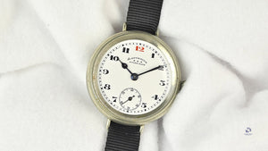 Ladysmith Swiss MadeScrew Case Trench Watch With Red 12(Needs Research) - Vintage Watch Specialist