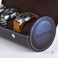 LEANSCHI - WATCH-ROLL FOR 3-4 WATCHES | CHOCOLATE PU-LEATHER Vintage Watch Specialist