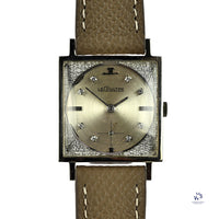 LeCoultre 14K White Gold Dress Watch Diamond Dot Dial c.1960s Vintage Watch Specialist