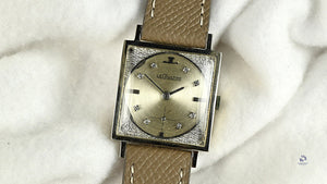 LeCoultre 14K White Gold Dress Watch Diamond Dot Dial c.1960s Vintage Watch Specialist