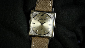 LeCoultre 14K White Gold Dress Watch Diamond Dot Dial c.1960s Vintage Watch Specialist