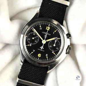 Lemania - 6BB/924 Military - Singe Pusher - Black Dial Chronograph - c.1967 - Vintage Watch Specialist