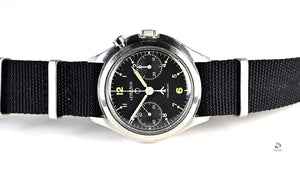 Lemania - 6BB/924 Military - Singe Pusher - Black Dial Chronograph - c.1967 - Vintage Watch Specialist