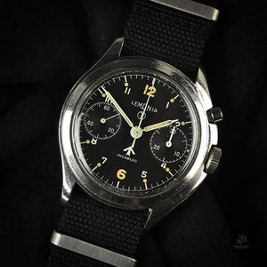 Lemania - 6BB/924 Military - Singe Pusher - Black Dial Chronograph - c.1967 - Vintage Watch Specialist