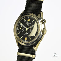 Lemania 6BB/924 Military Issued Single Pusher Chronograph - Black Dial - 1963 - Vintage Watch Specialist