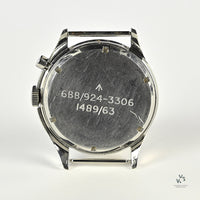 Lemania 6BB/924 Military Issued Single Pusher Chronograph - Black Dial - 1963 - Vintage Watch Specialist