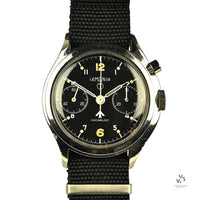 Lemania 6BB/924 Military Issued Single Pusher Chronograph - Black Dial - 1963 - Vintage Watch Specialist