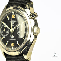 Lemania 6BB/924 Military Issued Single Pusher Chronograph - Black Dial - 1963 - Vintage Watch Specialist