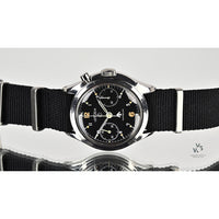 Lemania 6BB/924 Military Issued Single Pusher Chronograph - Black Dial - 1963 - Vintage Watch Specialist