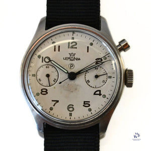 Lemania - HS9 Single Pusher Chronograph - Caseback 0552/924 - Royal Naval Fleet Air Arm - c.1950s - Vintage Watch Specialist