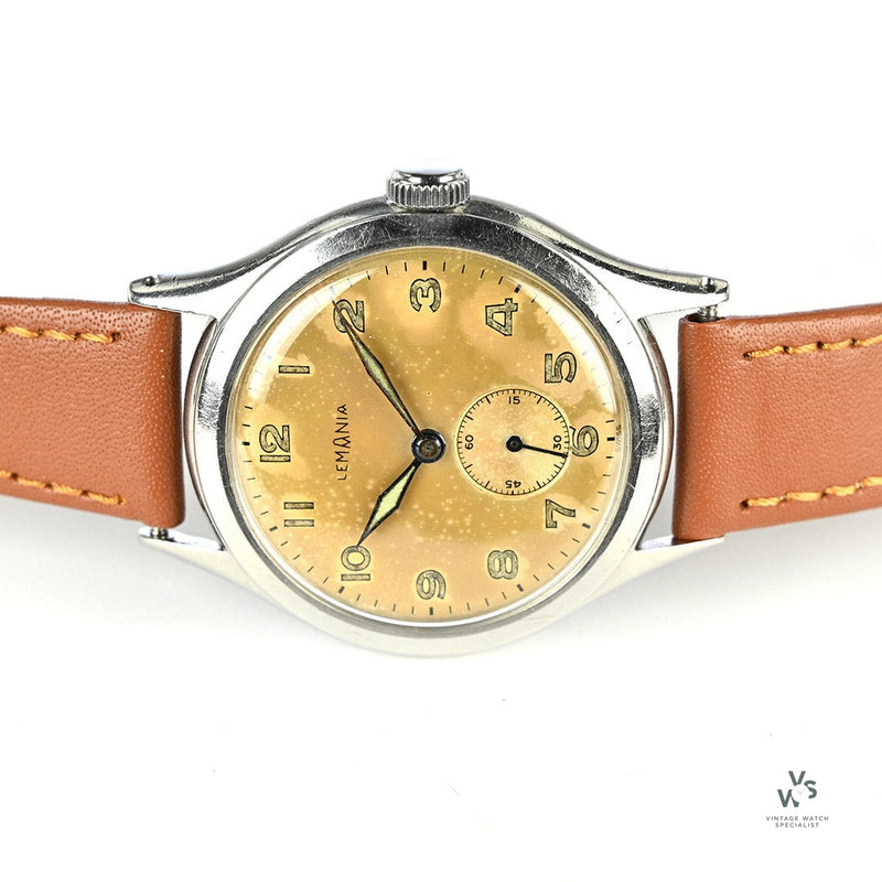 Lemania Military Style Tropical Dial - c.1940s - Vintage Watch Specialist