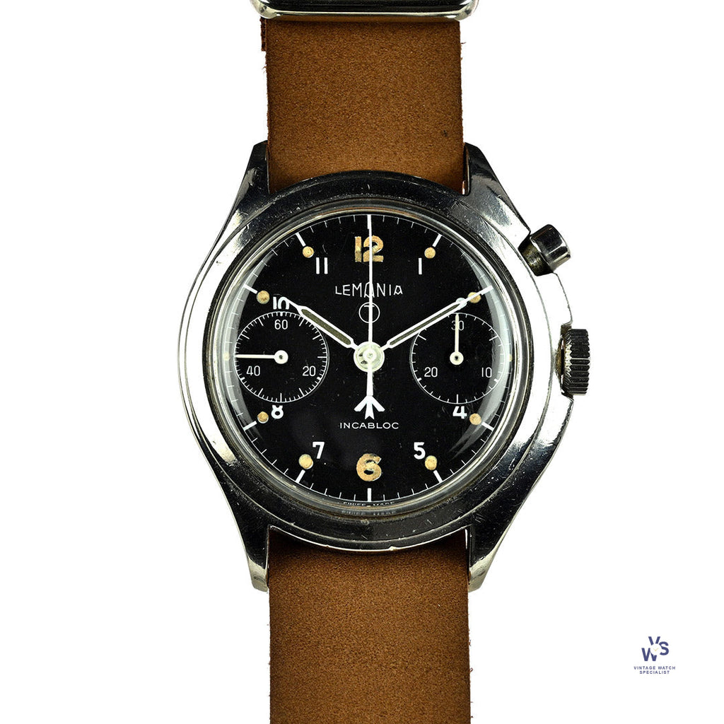 Lemania Series III RAF Military Issued Single Pusher Chronograph 1965 Vintage Watch Specialist
