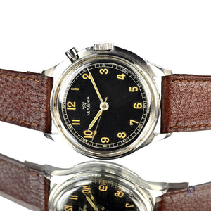 Lemania - TG 195 Swedish Military - Single Pusher - Issue Caseback Reference: 54-1027 - c.1954 - Vintage Watch Specialist