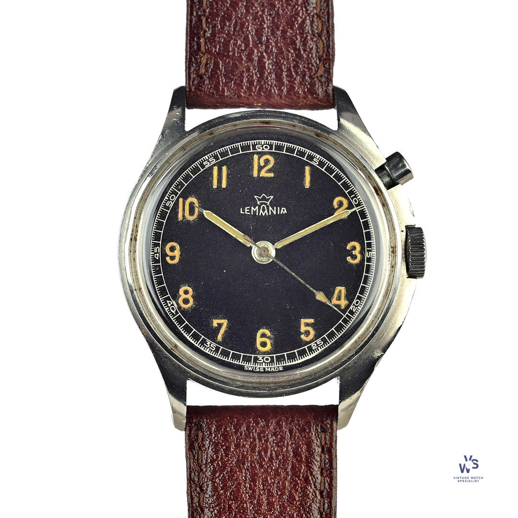 Lemania - TG 195 Swedish Military - Single Pusher - Issue Caseback Reference: 54-1027 - c.1954 - Vintage Watch Specialist