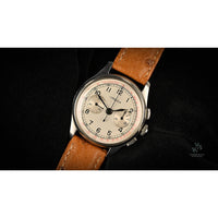 Lemania Two Register Chrono - CH27 - Beautiful Silver Dial - c.1950s - Vintage Watch Specialist