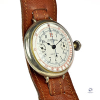 Lemania (Unbranded) Single Pusher Chrono - White Ceramic Dial - c.1920 - Vintage Watch Specialist