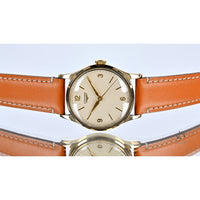Longines 9k Gold Dress Watch - Explorer Dial - Dennison Case - c.1955 - Vintage Watch Specialist