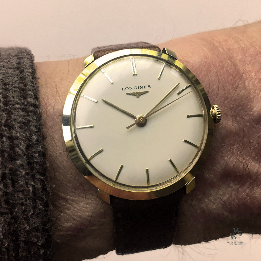 Longines 9k 'Jumbo' Calatrava Style Gold Vintage Dress Watch - C.1959 Vintage Watch Specialist Longines 9k 'Jumbo' Calatrava Style Gold Vintage Dress Watch - C.1959 Vintage Watch Specialist