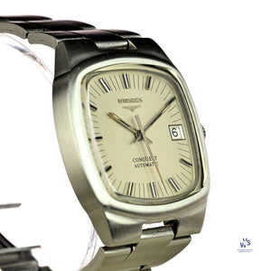 Longines Conquest Automatic TV Case Model Ref: 1526 1 6651 Integrated Bracelet c.1979 Vintage Watch Specialist