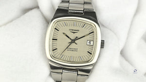 Longines Conquest Automatic TV Case Model Ref: 1526 1 6651 Integrated Bracelet c.1979 Vintage Watch Specialist