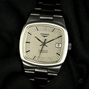 Longines Conquest Automatic TV Case Model Ref: 1526 1 6651 Integrated Bracelet c.1979 Vintage Watch Specialist