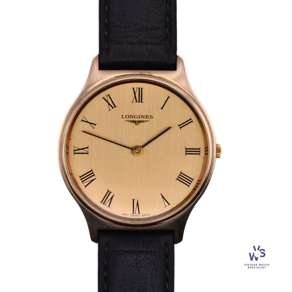 Longines - Reference 3900-847 - Time Only - Roman Numeral - 9ct Gold - Dress Watch - c.1969 - Vintage Watch Specialist