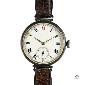 Longines Trench Style Watch with Anonymous Silver Enamel Dial Longines Signed Movement c.1926 Vintage Watch Specialist