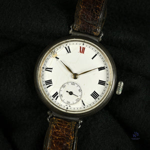 Longines Trench Style Watch with Anonymous Silver Enamel Dial Longines Signed Movement c.1926 Vintage Watch Specialist
