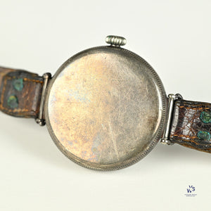 Longines Trench Style Watch with Anonymous Silver Enamel Dial Longines Signed Movement c.1926 Vintage Watch Specialist