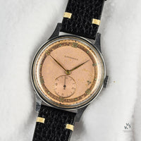 Longines Vintage Blush Pink Jumbo Roman Dial - c.1945 - Vintage Watch Specialist