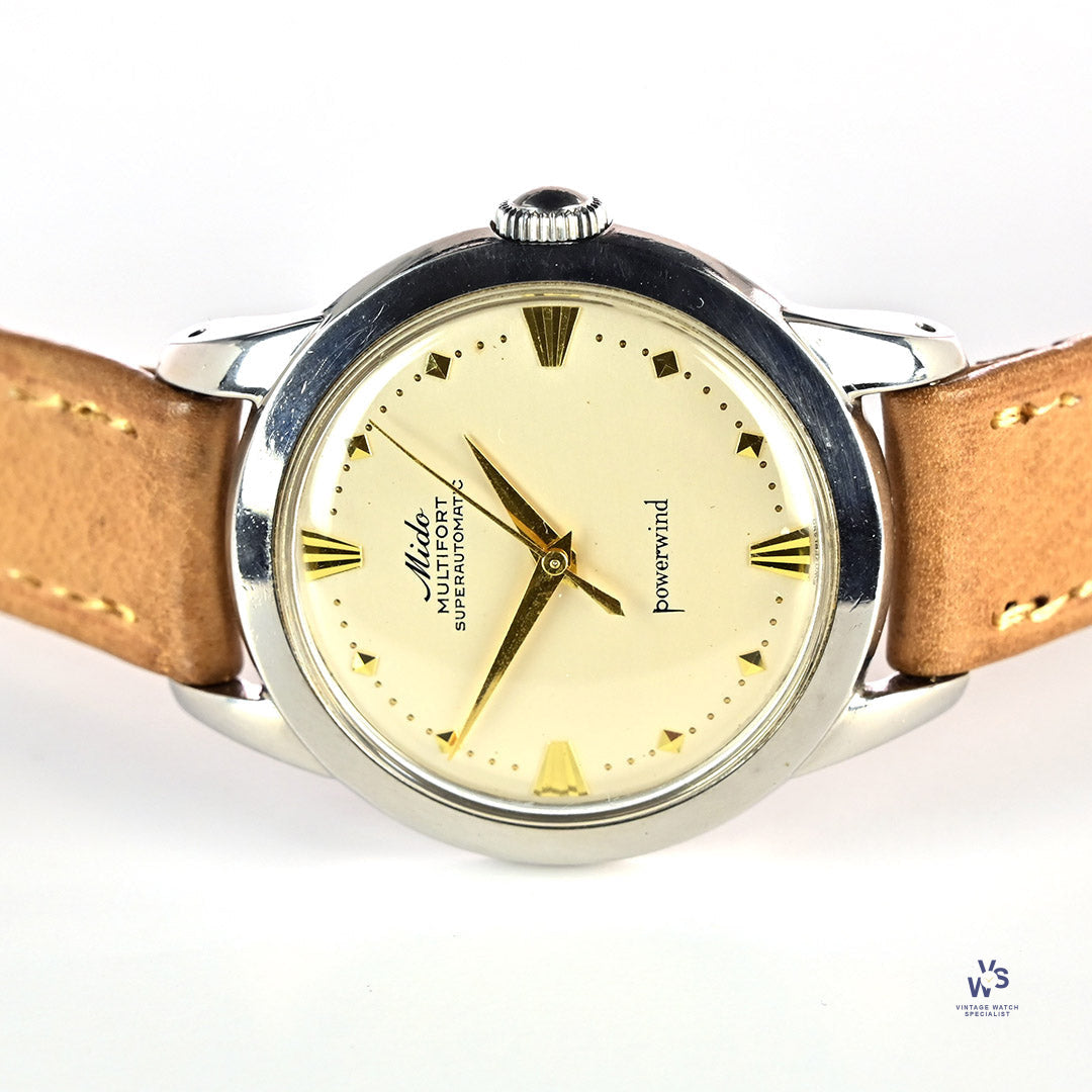 Mido Multifort Superautomatic Powerwind Francois Borgel Case c.1 Vintage Watch Specialist