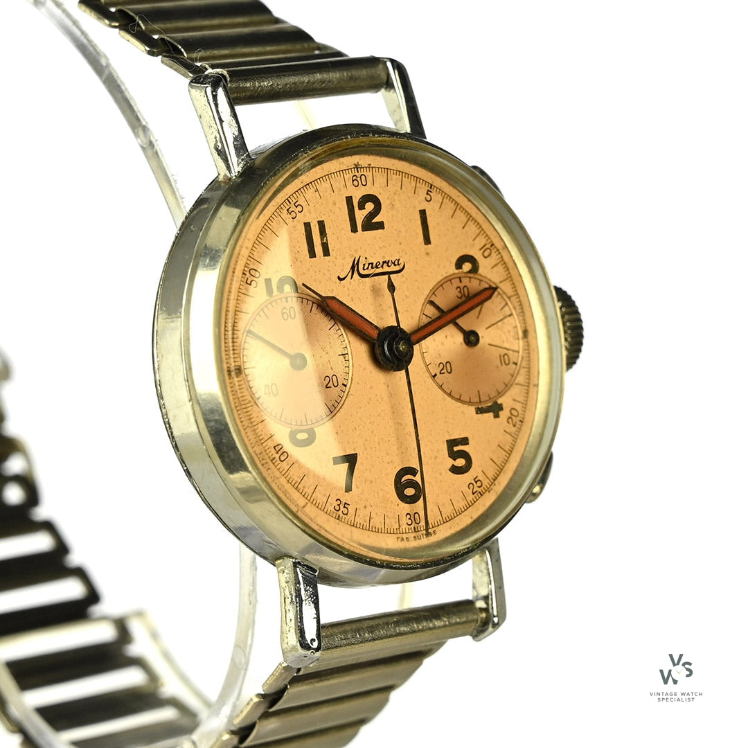 Minerva - Big Eye Two Register Chronograph - Tropical Salmon Pink