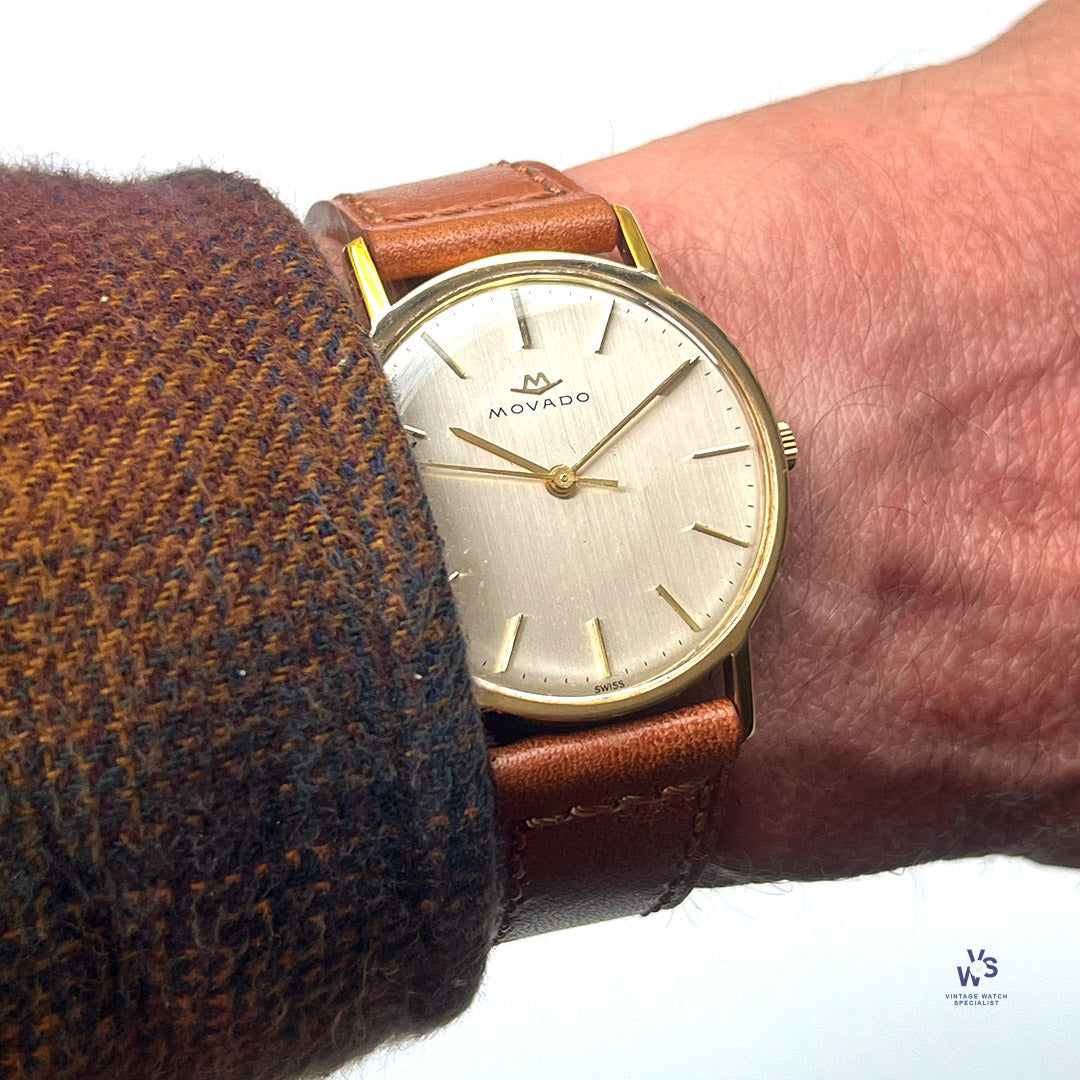 Movado 9K Gold Dress Watch Sweep Seconds Model 290 234 006 C Vintage Watch Specialist