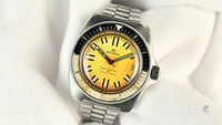 Movado Super Sub Sea 300 - Cushion Case - Orange Dial - Bakelite Bezel - c.1971 - Vintage Watch Specialist