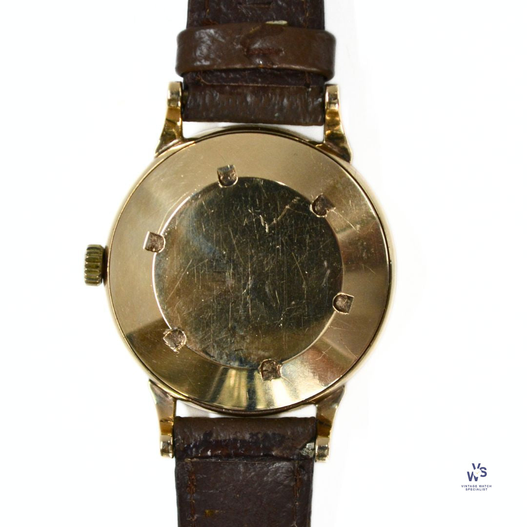 Nivada Automatic 17 Rubis Gilt Engine Turned Dial 9ct Gold Den Vintage Watch Specialist