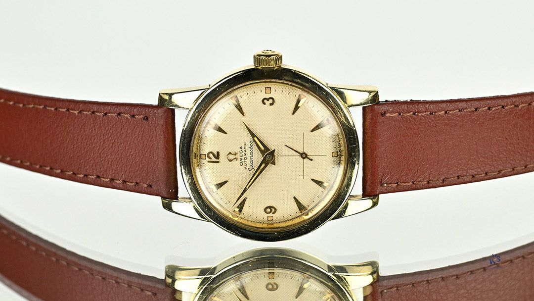 Omega Automatic Seamaster Waffle Dial Model 2576 c.1952 with Box Vintage Watch Specialist