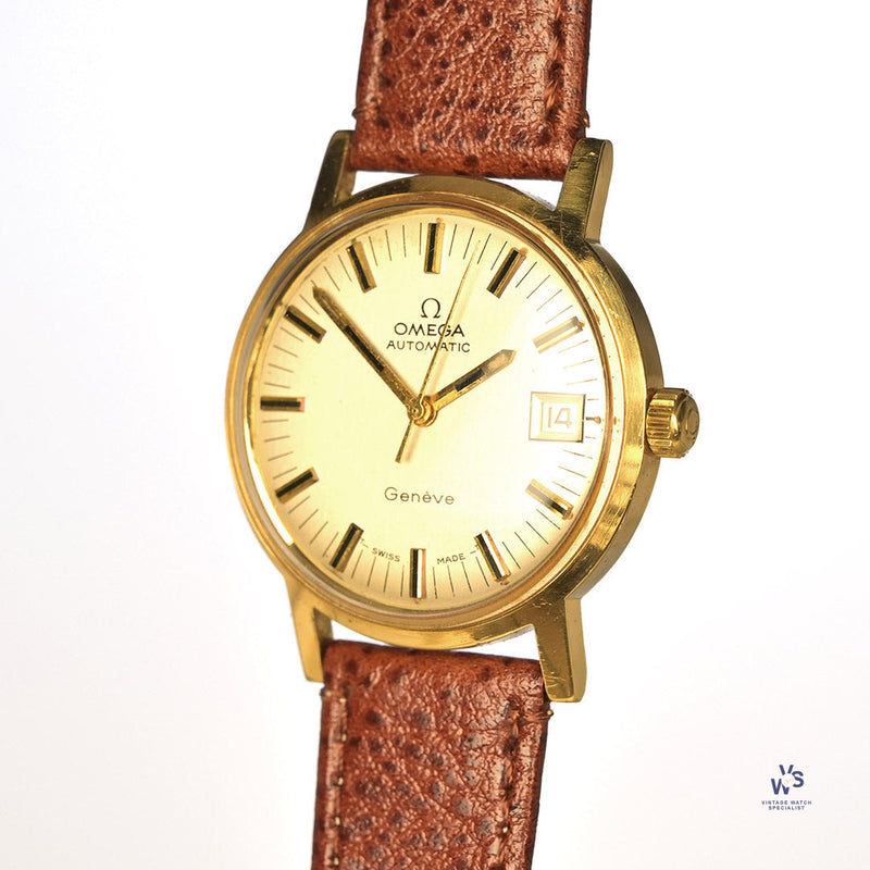 Omega Geneve Automatic Calendar in 18k Yellow Gold - Model 166.070 c.1969 Vintage Watch Specialist